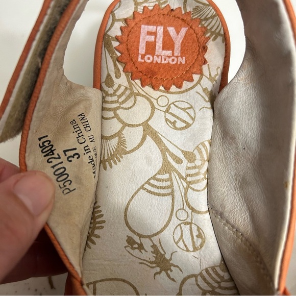 Fly London Orange Wedge Shoes with Unique Design - Picture 7 of 10